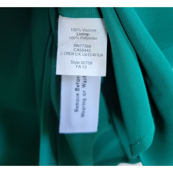 J Crew Dress Women's size 00 in Emerald Green above the knee with Pockets - Picture 5 of 13
